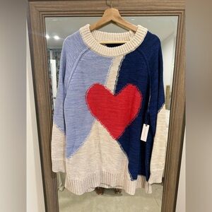 Anthropologie Pilcro Oversized Colorblock Heart Sweater Size Large NWT